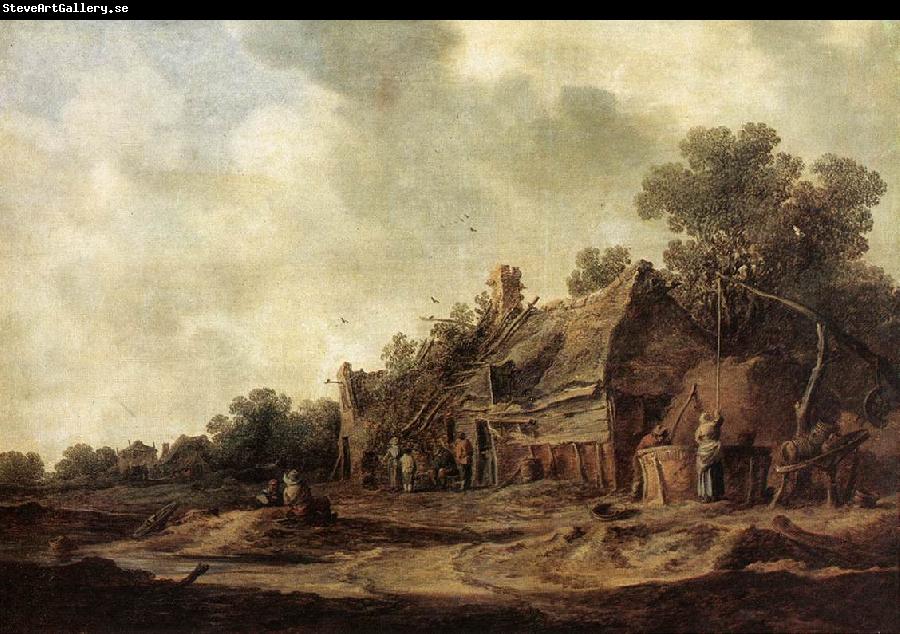 GOYEN, Jan van Peasant Huts with a Sweep Well sdg